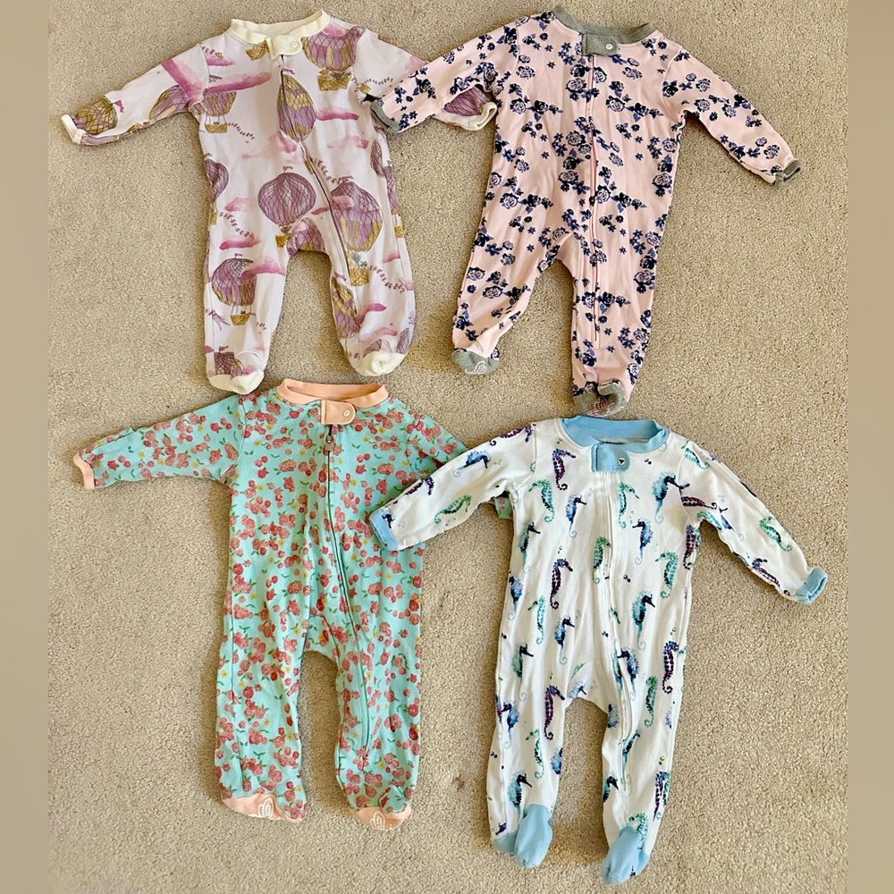 3m Burts bees baby sleeper footie lot of 4